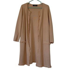 Kasper Women's Tan Long Sleeve Open Front Cardigan